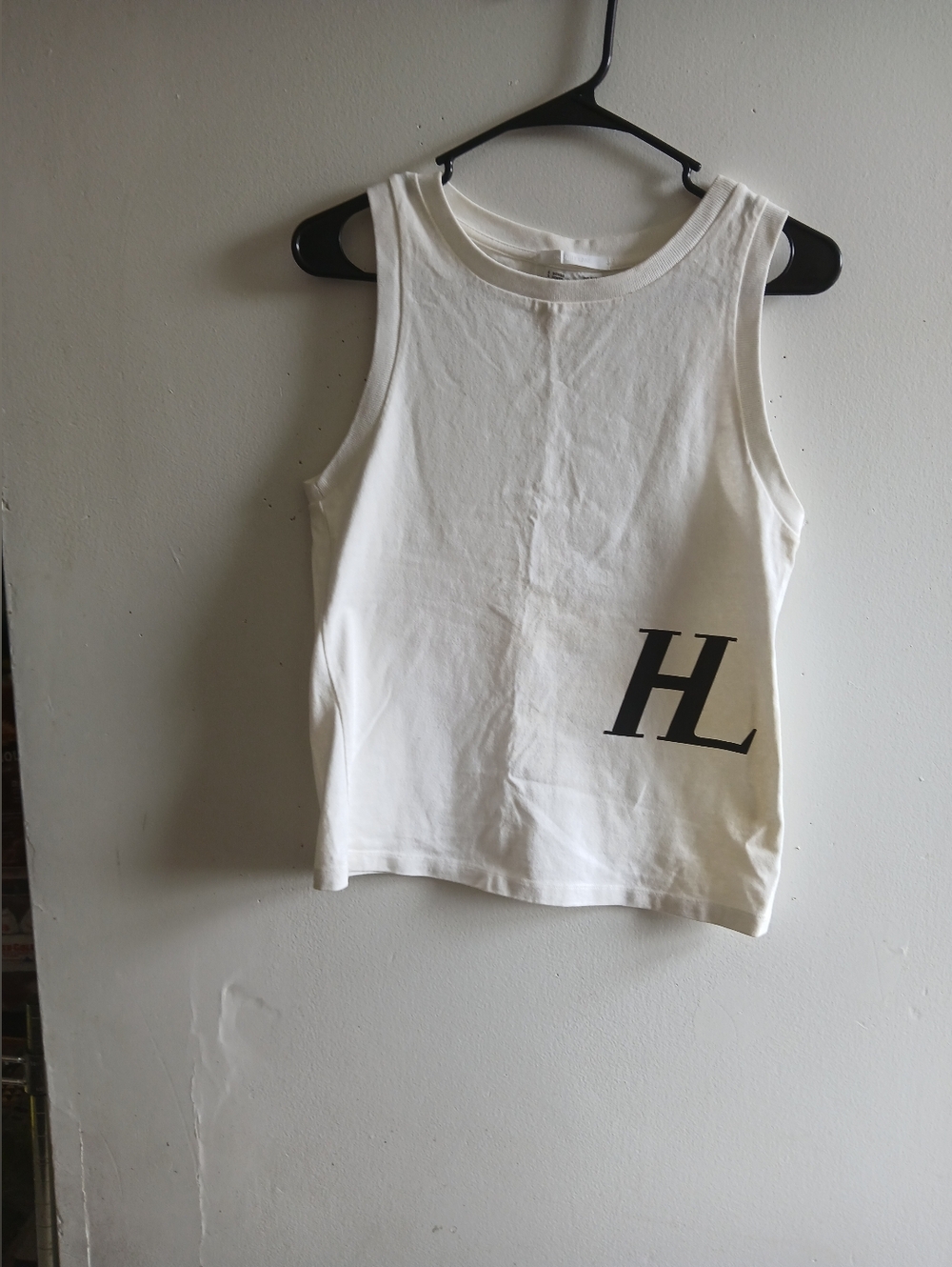 Helmut Lang White Tank with Black HL Logo